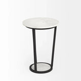 21" Black And White Marble Round End Table - Homeroots - Flyclothing LLC