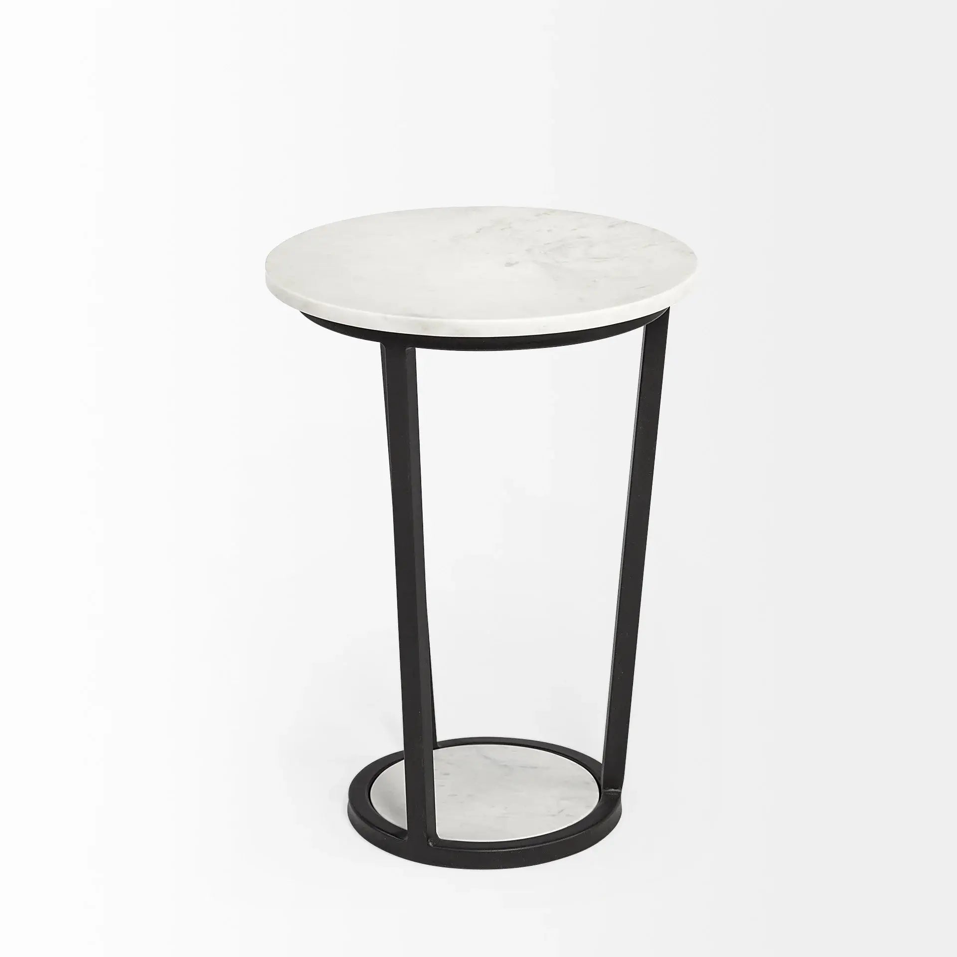 21" Black And White Marble Round End Table - Homeroots - Flyclothing LLC