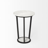 21" Black And White Marble Round End Table - Homeroots - Flyclothing LLC