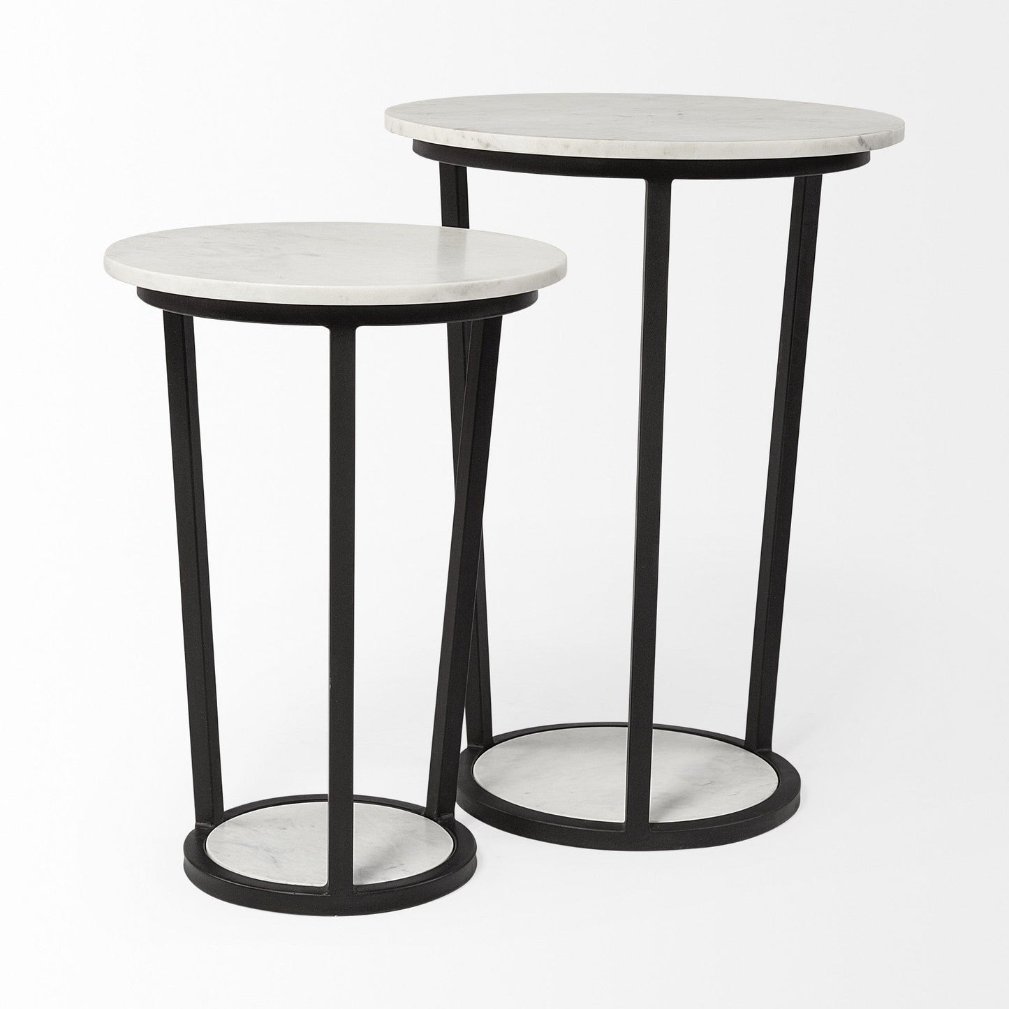 21" Black And White Marble Round End Table - Homeroots - Flyclothing LLC