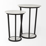 21" Black And White Marble Round End Table - Homeroots - Flyclothing LLC