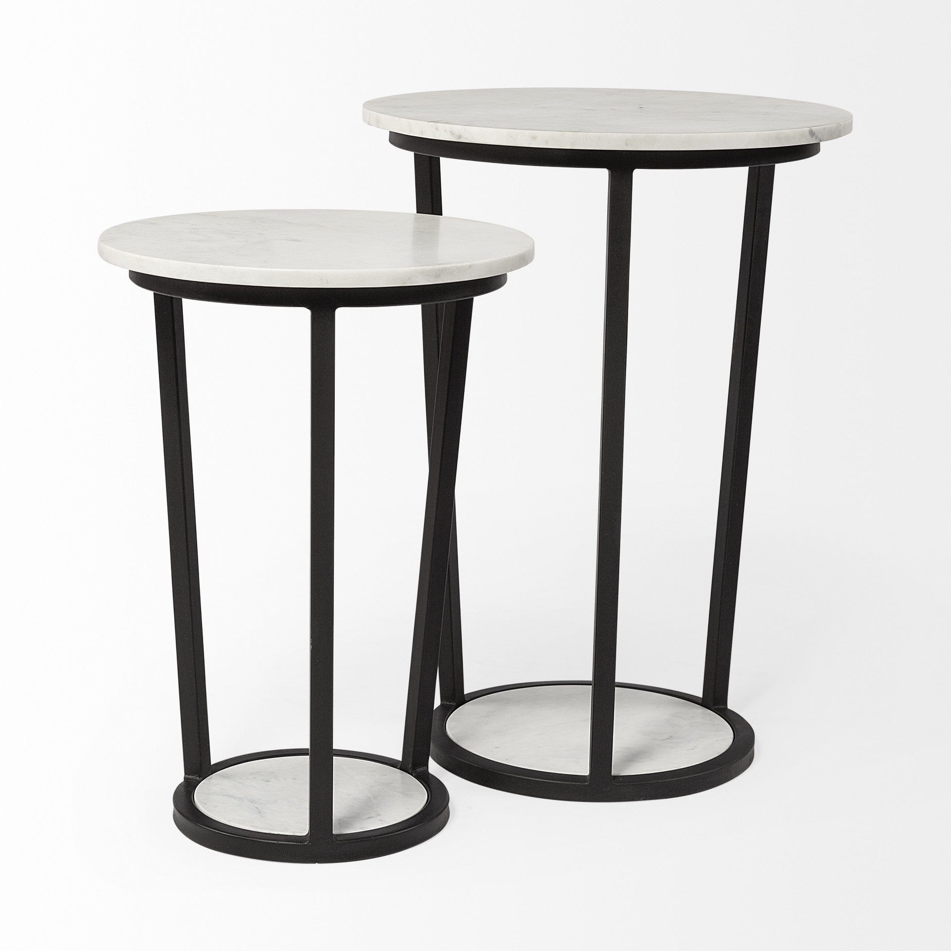 21" Black And White Marble Round End Table - Homeroots - Flyclothing LLC