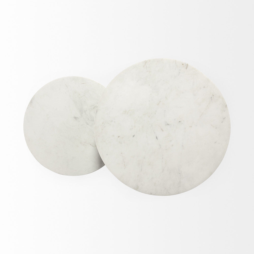 21" Black And White Marble Round End Table - Homeroots