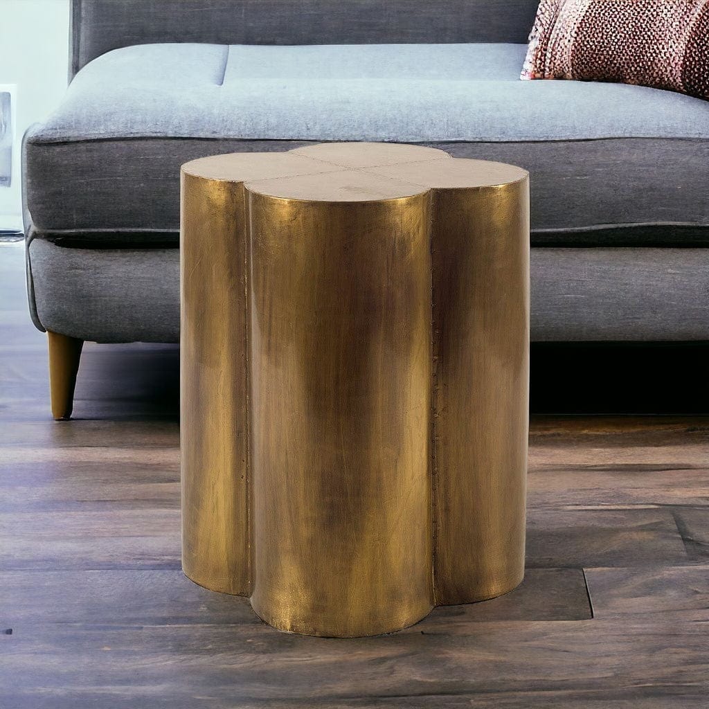 22" Brass And Antique Brass Brass End Table - Homeroots - Flyclothing LLC