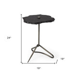 24" Slate Gray And Black Stone End Table - Homeroots