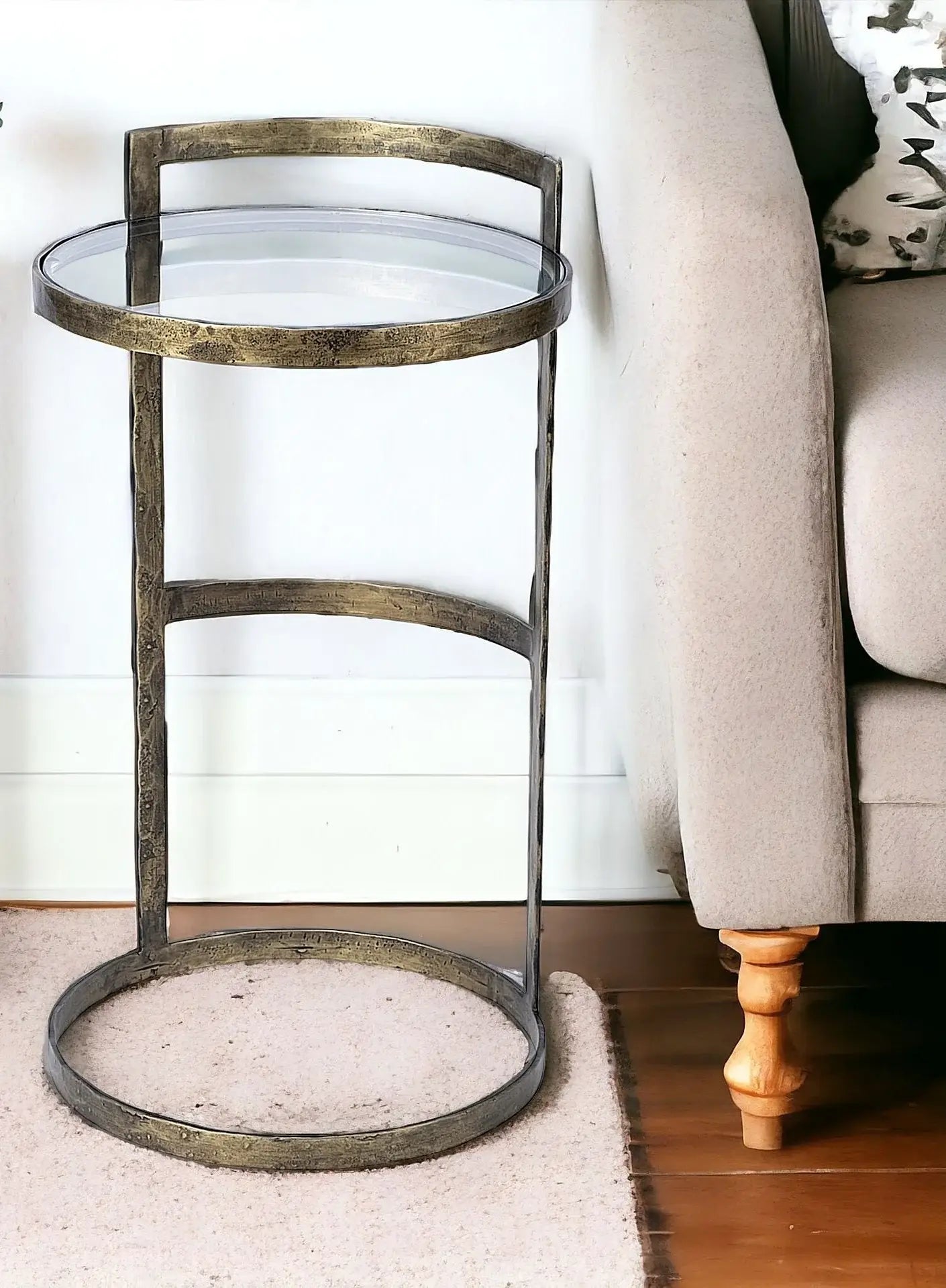 27" Gold And Clear Glass Round End Table - Homeroots - Flyclothing LLC