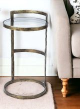 27" Gold And Clear Glass Round End Table - Homeroots - Flyclothing LLC