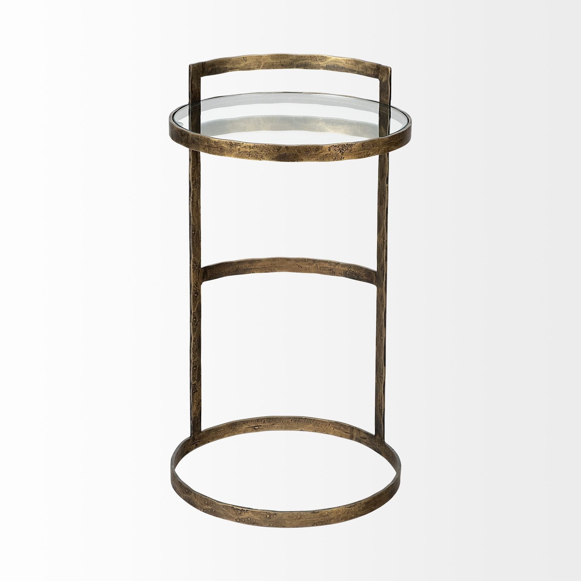 27" Gold And Clear Glass Round End Table - Homeroots - Flyclothing LLC