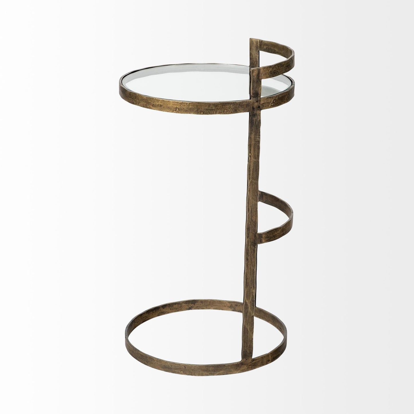 27" Gold And Clear Glass Round End Table - Homeroots - Flyclothing LLC