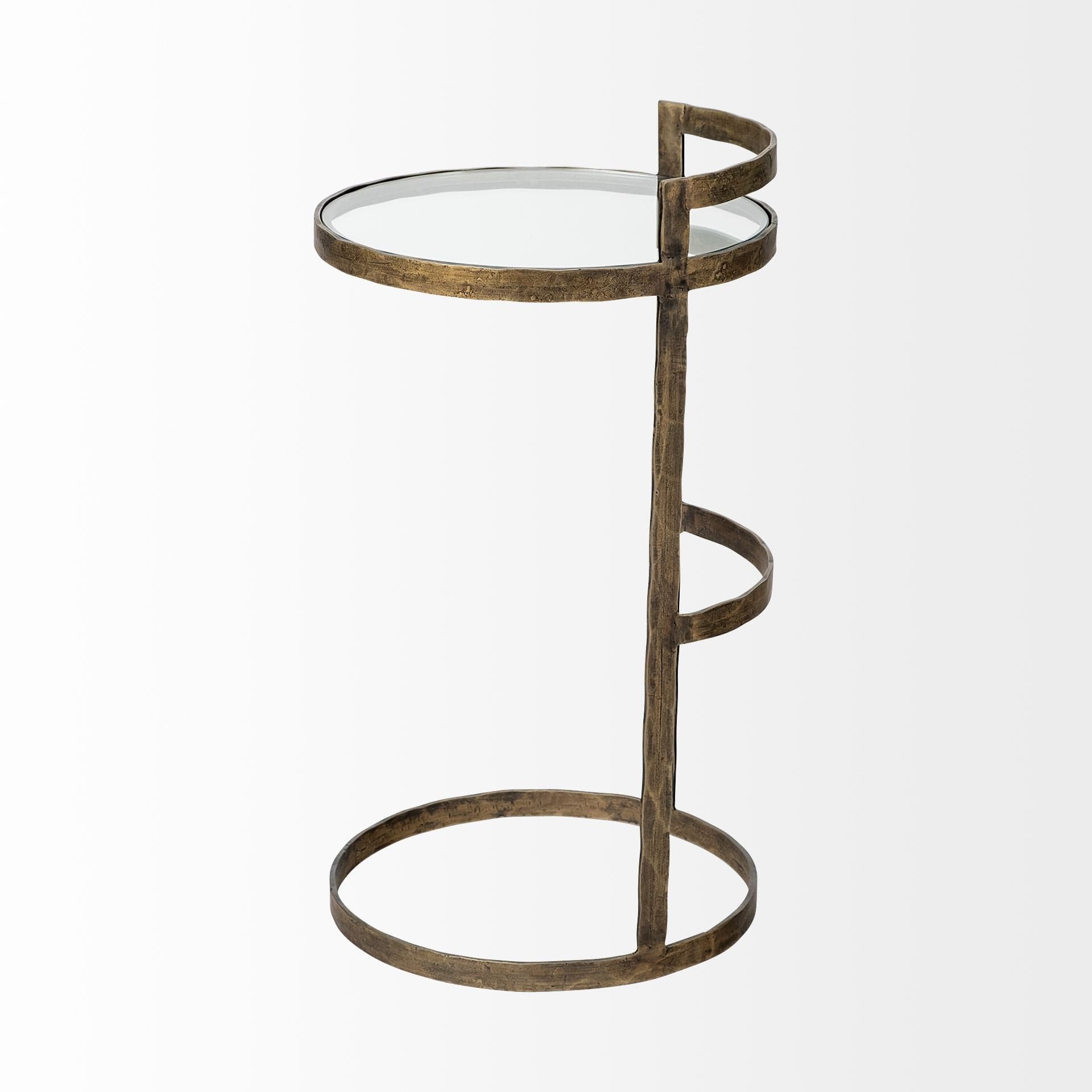 27" Gold And Clear Glass Round End Table - Homeroots - Flyclothing LLC