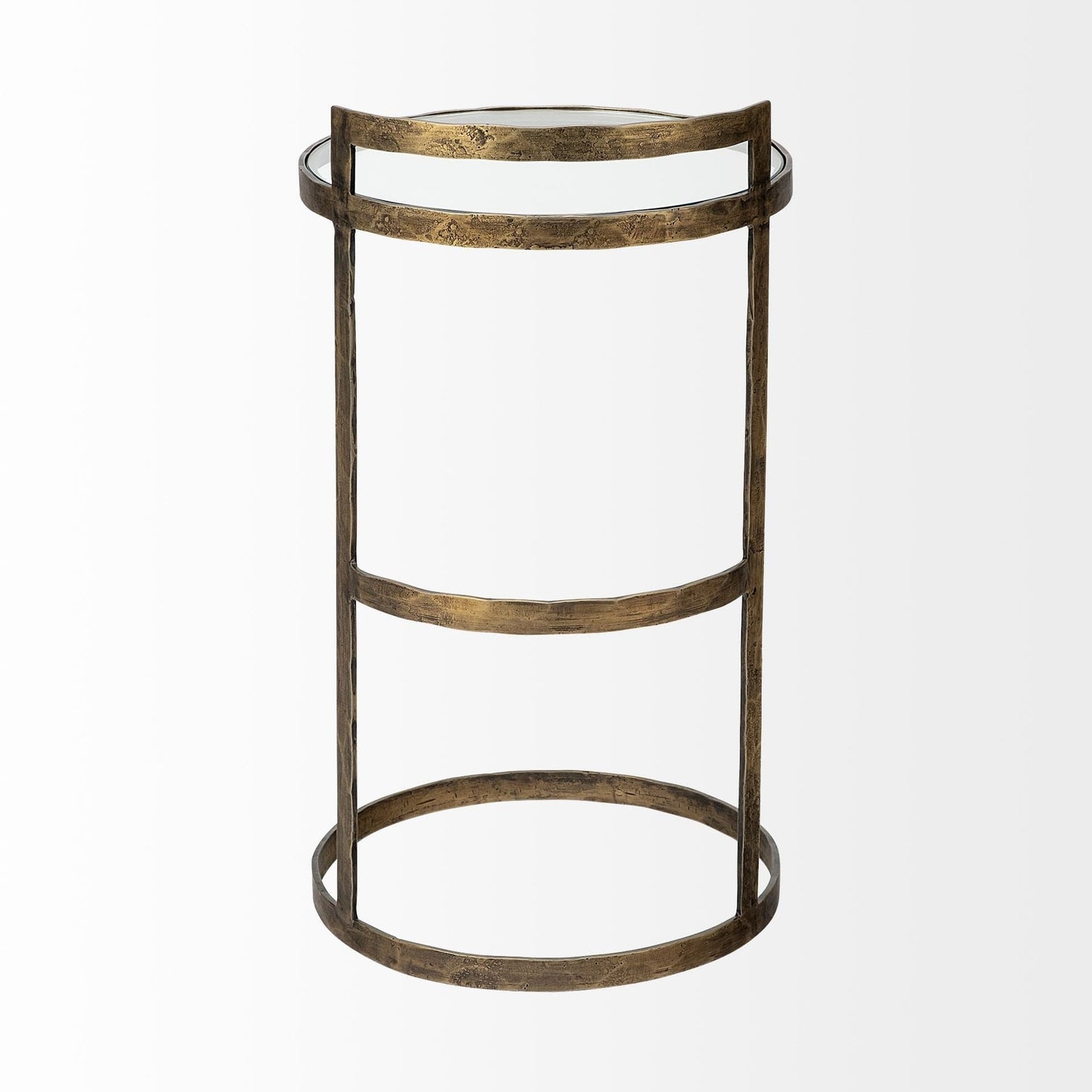 27" Gold And Clear Glass Round End Table - Homeroots - Flyclothing LLC