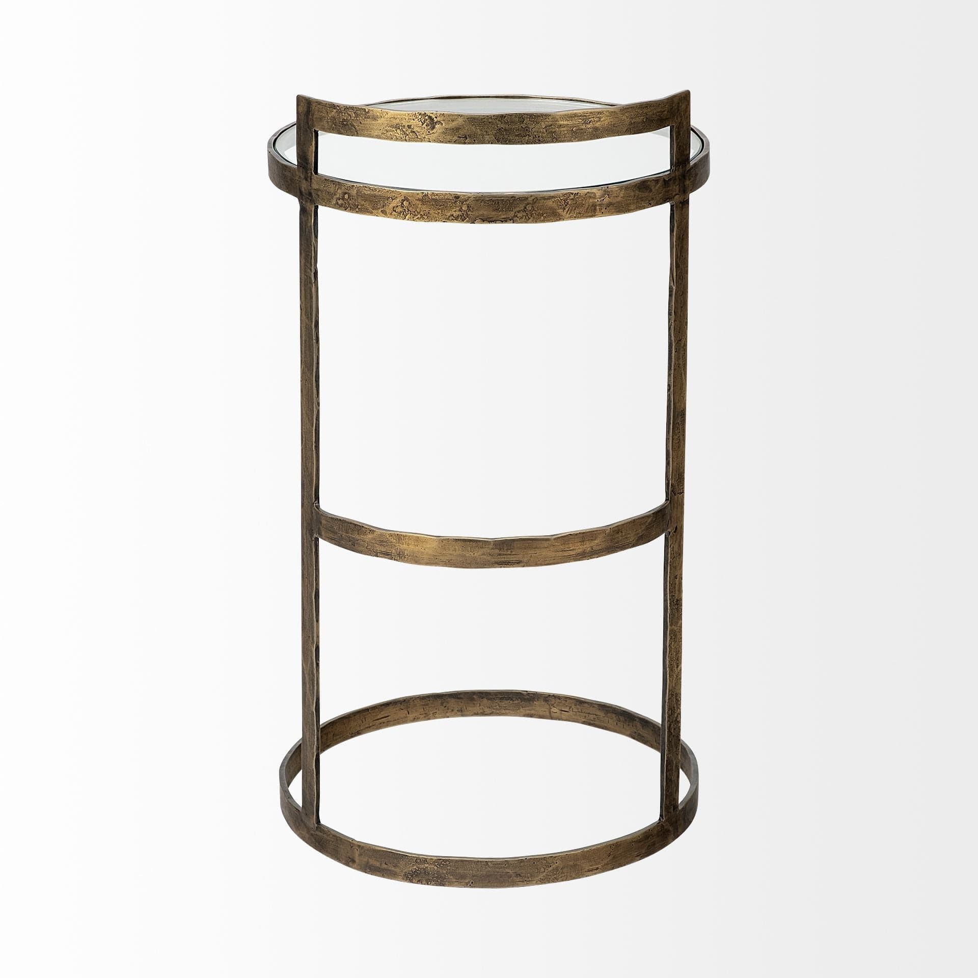 27" Gold And Clear Glass Round End Table - Homeroots - Flyclothing LLC