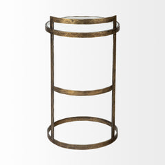 27" Gold And Clear Glass Round End Table