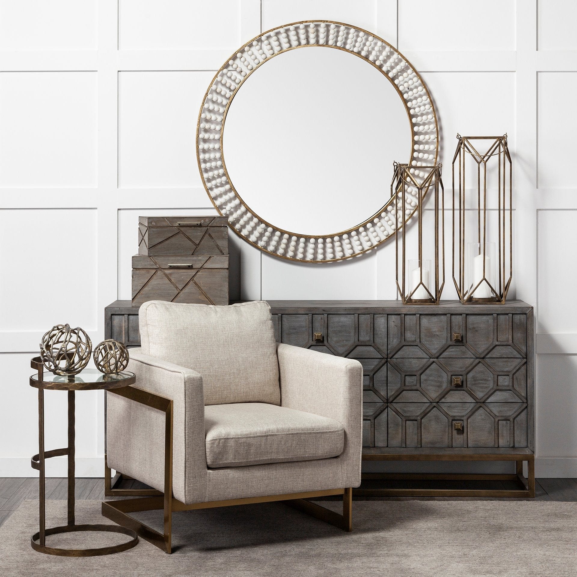 27" Gold And Clear Glass Round End Table - Homeroots - Flyclothing LLC