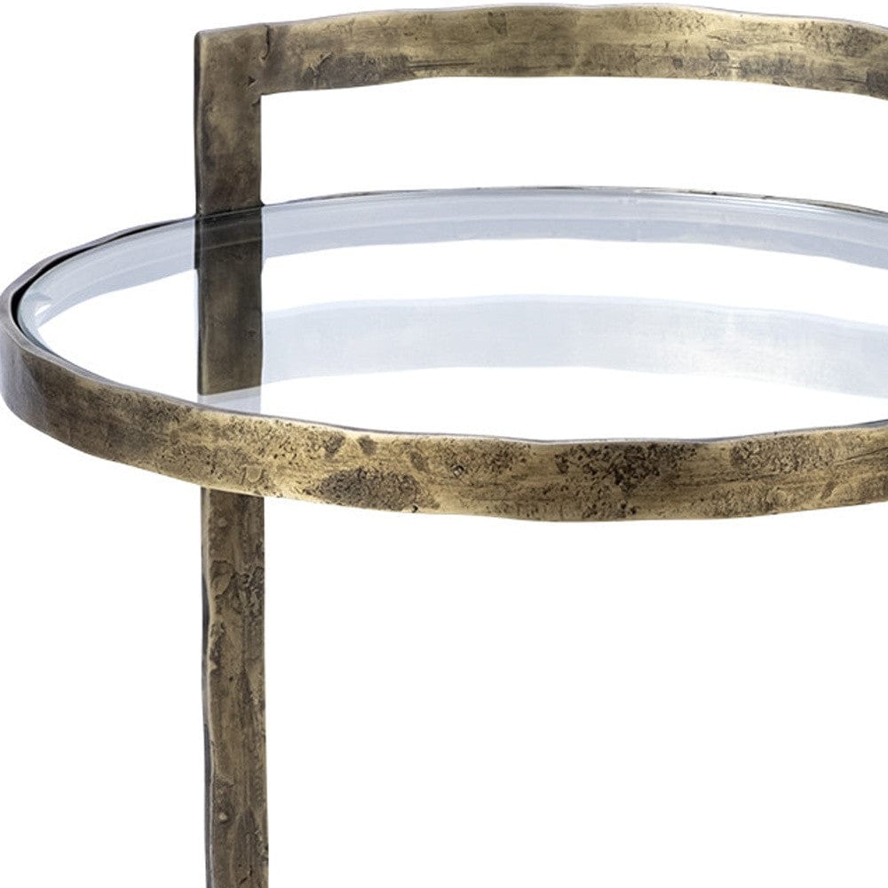 27" Gold And Clear Glass Round End Table - Homeroots - Flyclothing LLC