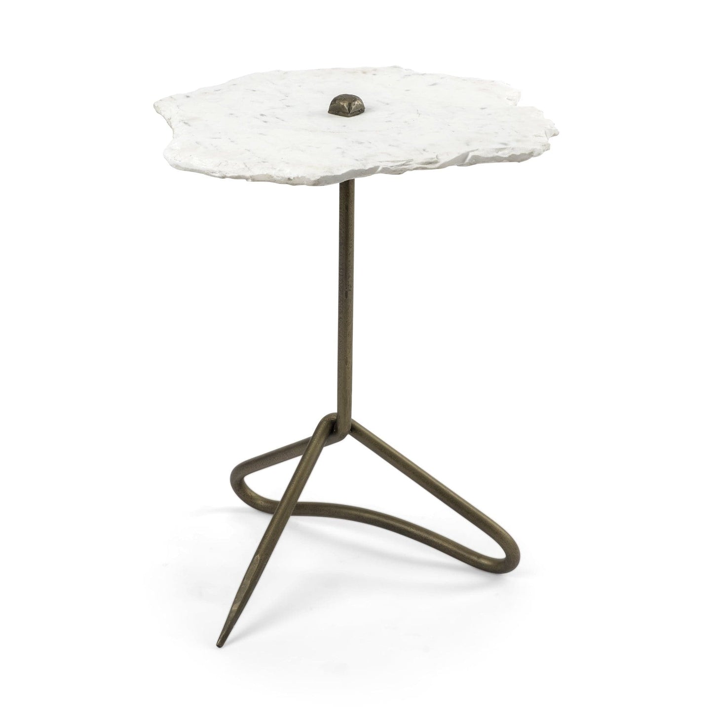 23" Gold And White Marble End Table - Homeroots - Flyclothing LLC