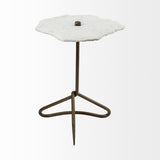 23" Gold And White Marble End Table - Homeroots - Flyclothing LLC