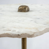 23" Gold And White Marble End Table - Homeroots - Flyclothing LLC