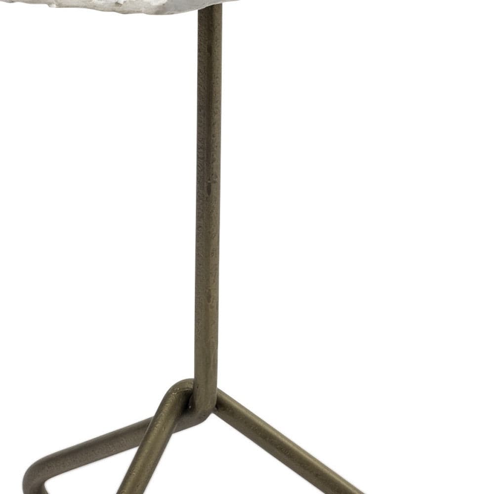 23" Gold And White Marble End Table - Homeroots - Flyclothing LLC