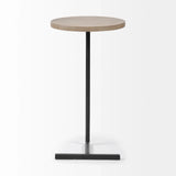 Brown Wood Round Top Accent Table With Black Iron Base - Homeroots - Flyclothing LLC