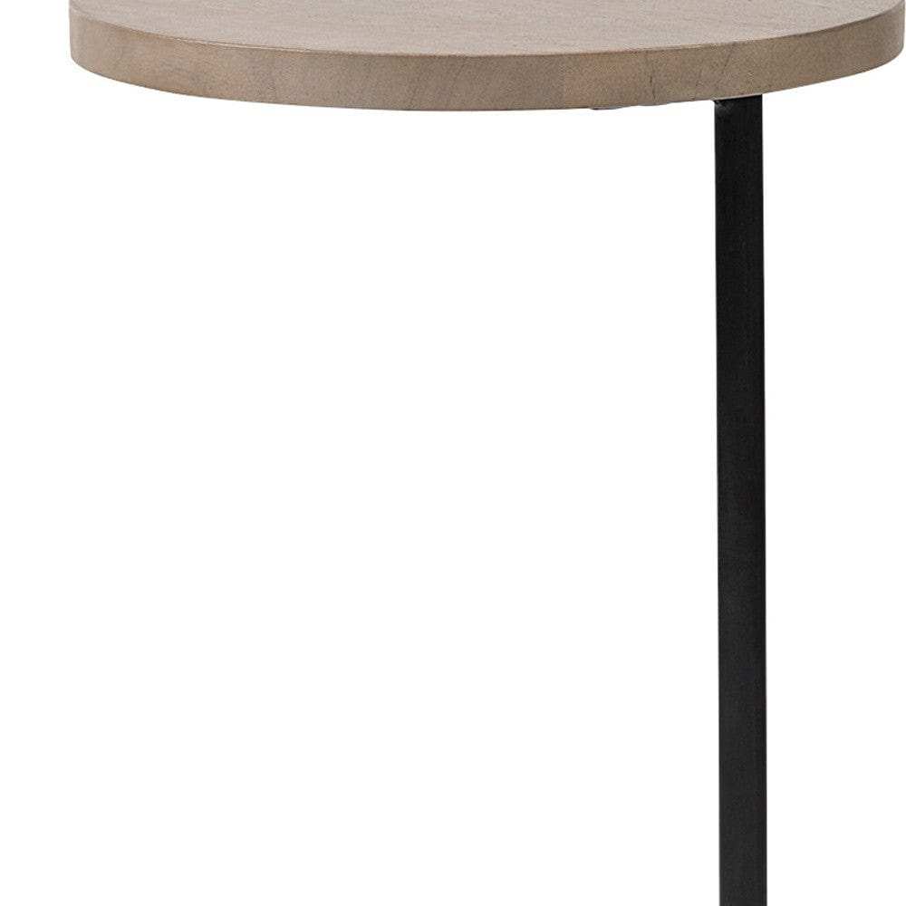 Brown Wood Round Top Accent Table With Black Iron Base - Homeroots - Flyclothing LLC