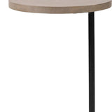 Brown Wood Round Top Accent Table With Black Iron Base - Homeroots - Flyclothing LLC