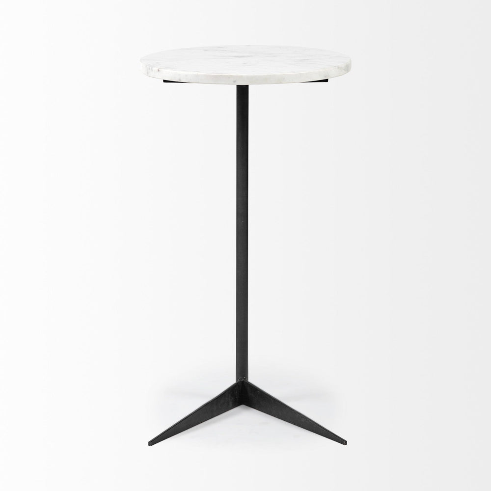 27" Black And White Marble Round End Table - Homeroots