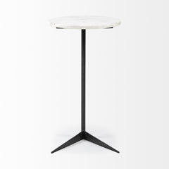 27" Black And White Marble Round End Table - Homeroots