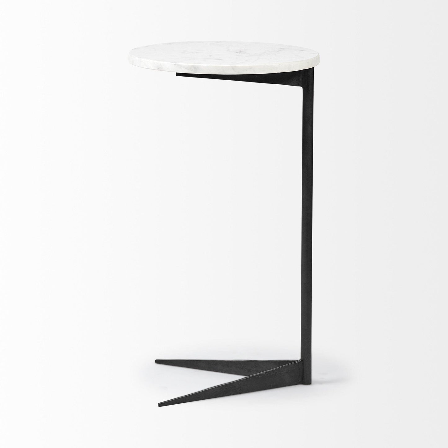27" Black And White Marble Round End Table - Homeroots - Flyclothing LLC