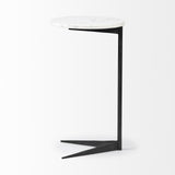 27" Black And White Marble Round End Table - Homeroots - Flyclothing LLC