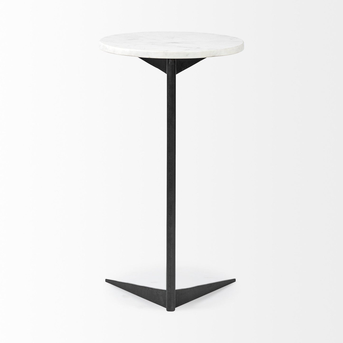 27" Black And White Marble Round End Table - Homeroots - Flyclothing LLC