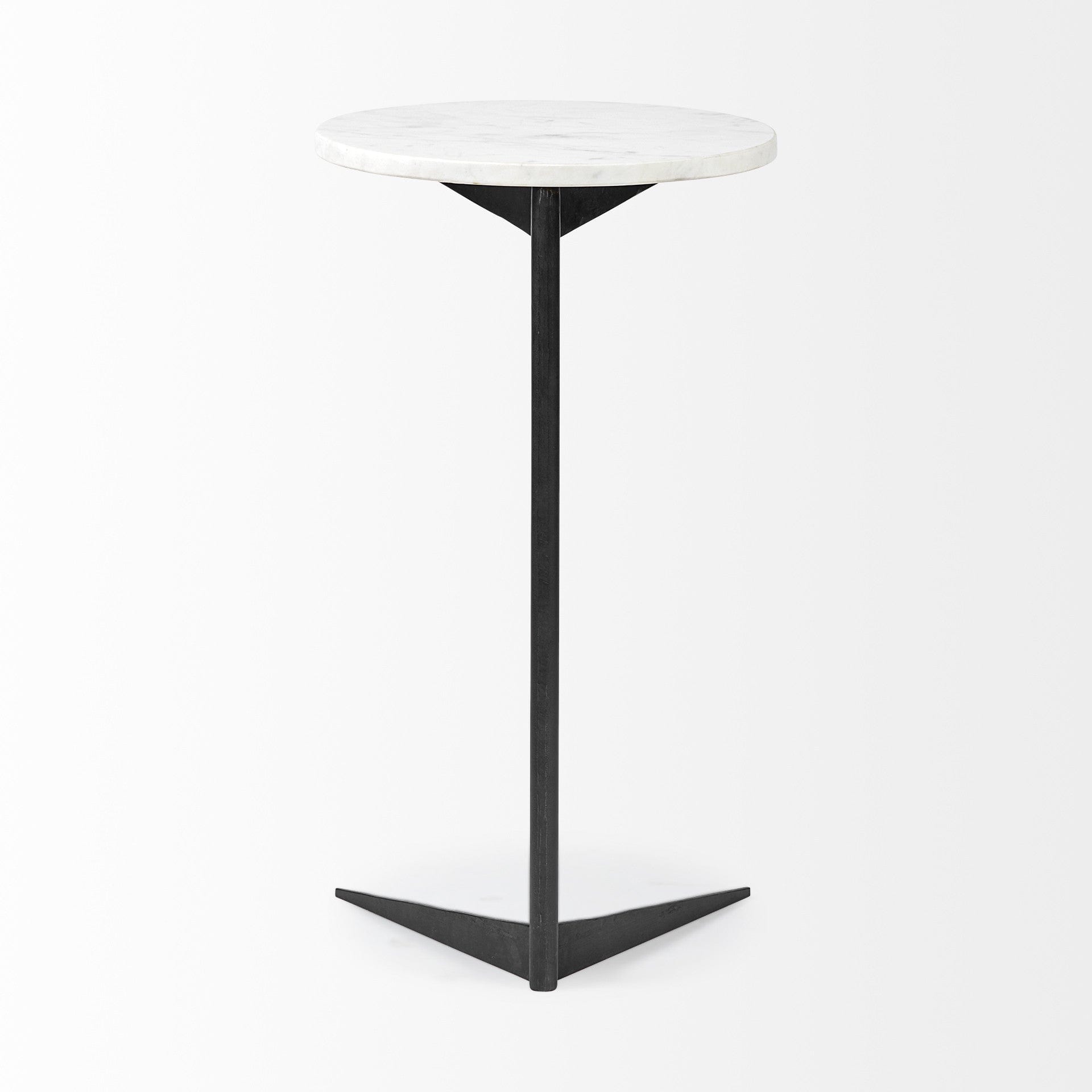 27" Black And White Marble Round End Table - Homeroots - Flyclothing LLC