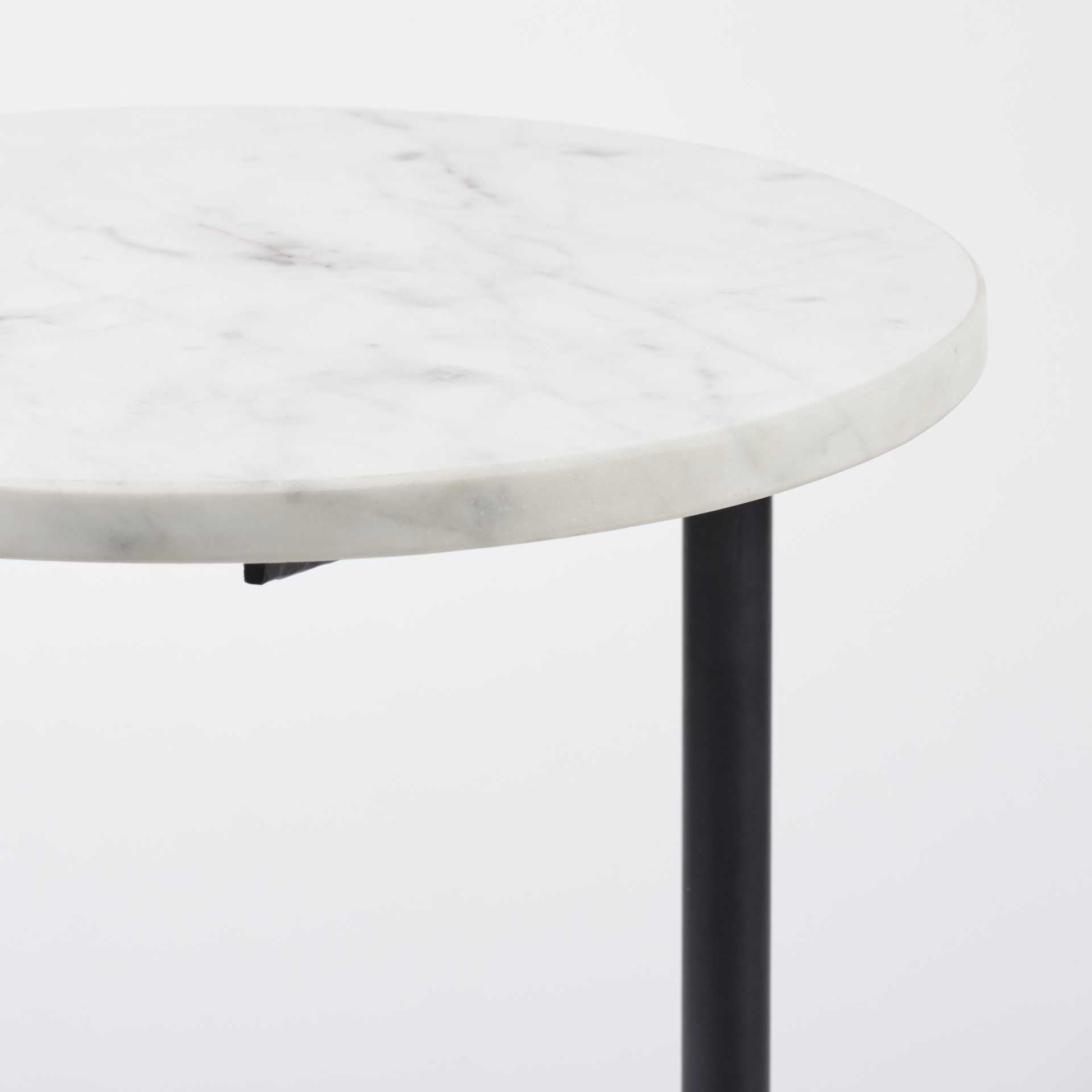 27" Black And White Marble Round End Table - Homeroots - Flyclothing LLC
