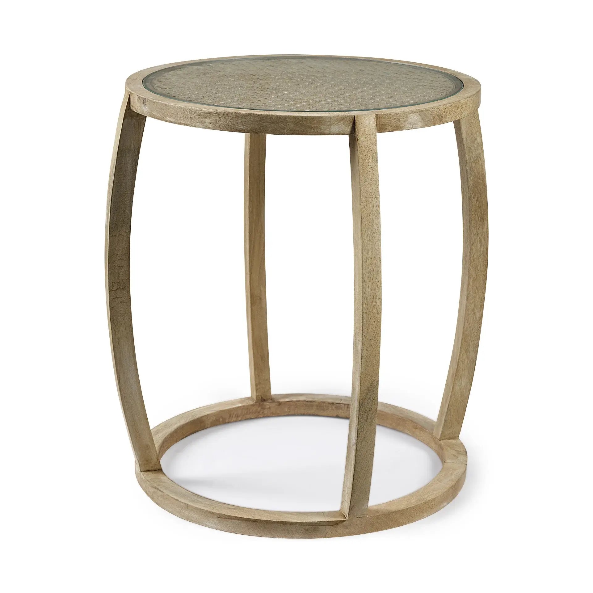 26" Brown And Clear Glass Round End Table - Homeroots - Flyclothing LLC