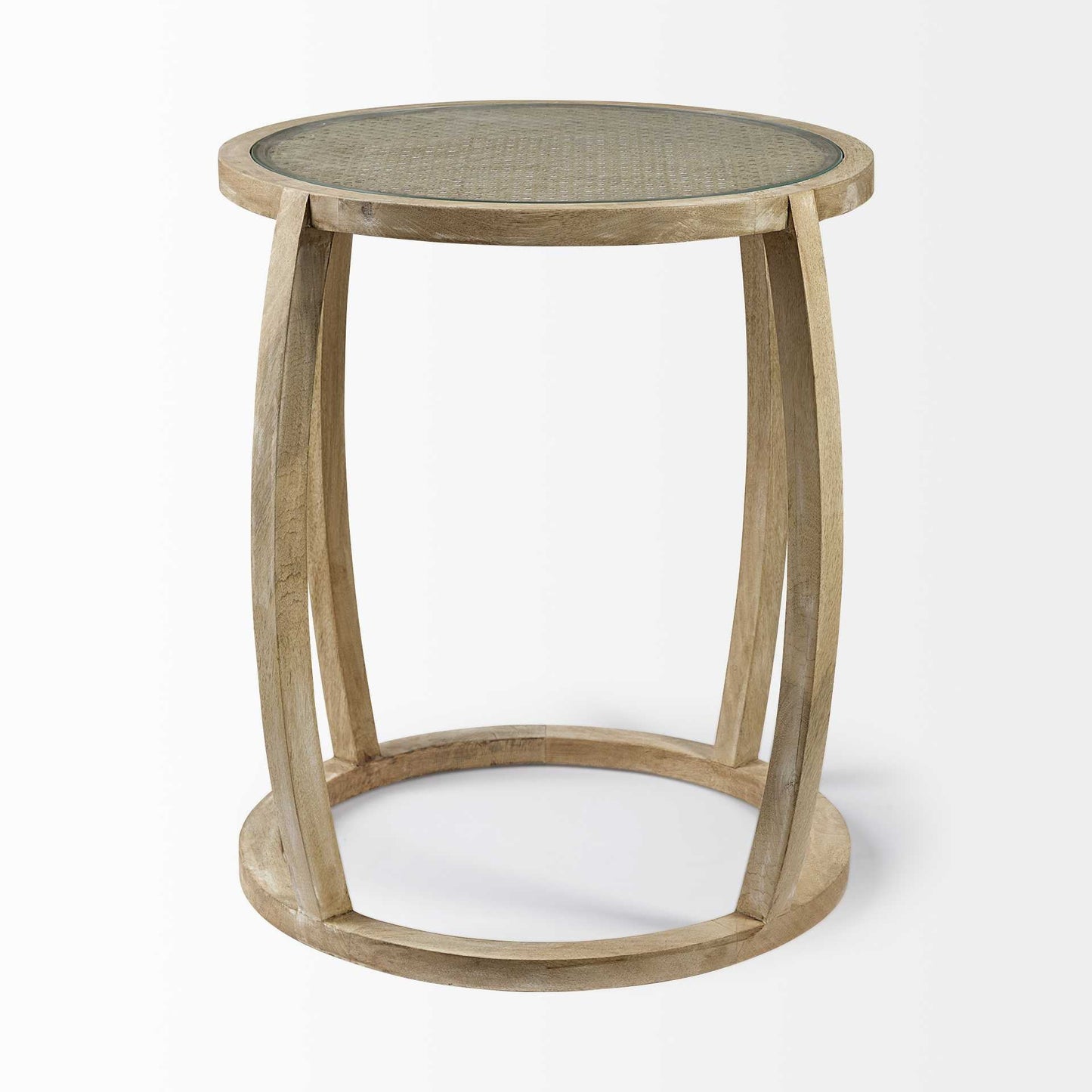 26" Brown And Clear Glass Round End Table - Homeroots - Flyclothing LLC