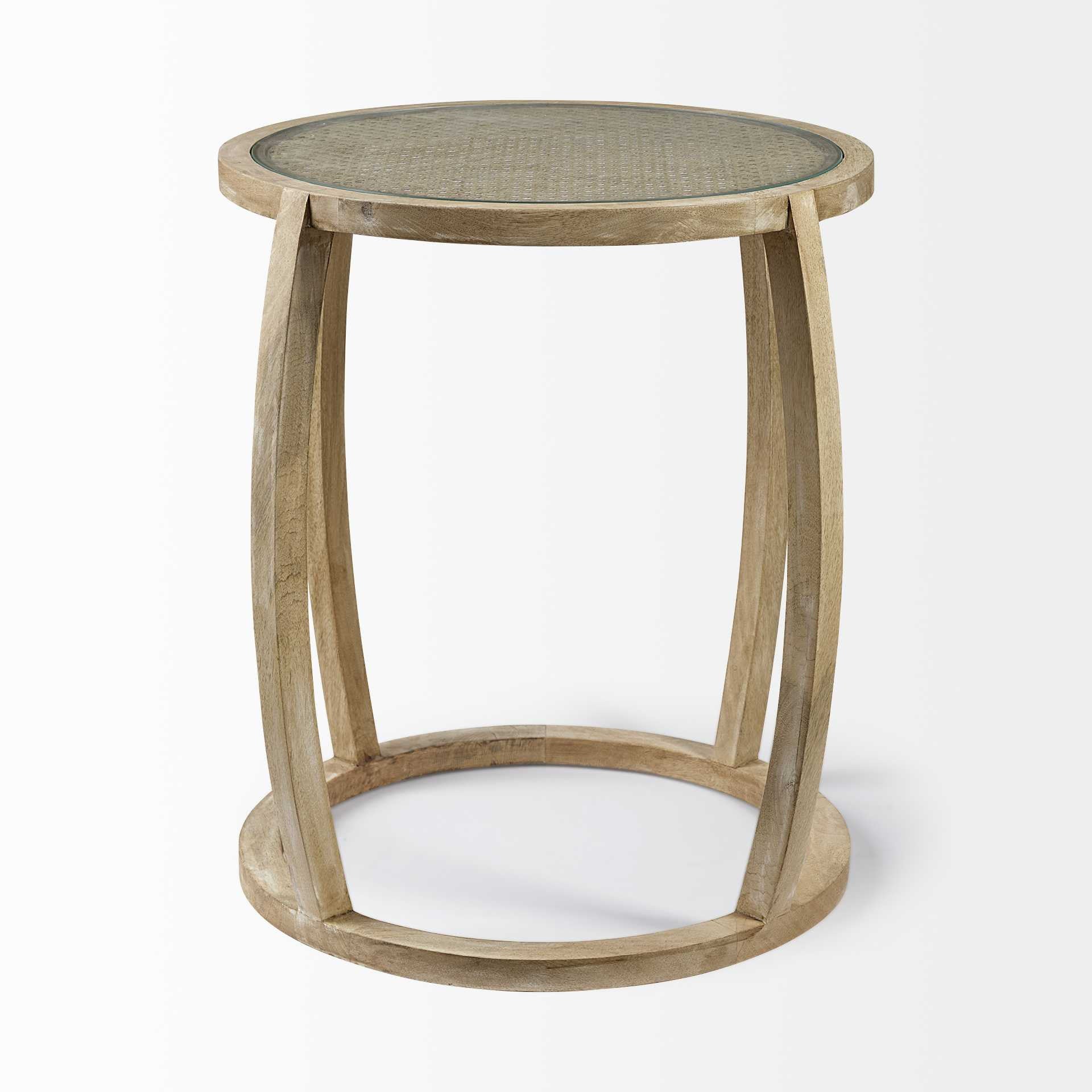 26" Brown And Clear Glass Round End Table - Homeroots - Flyclothing LLC