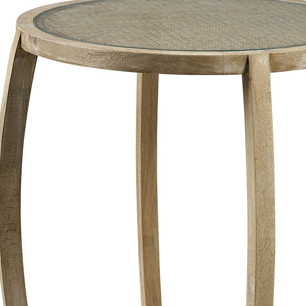 26" Brown And Clear Glass Round End Table - Homeroots - Flyclothing LLC