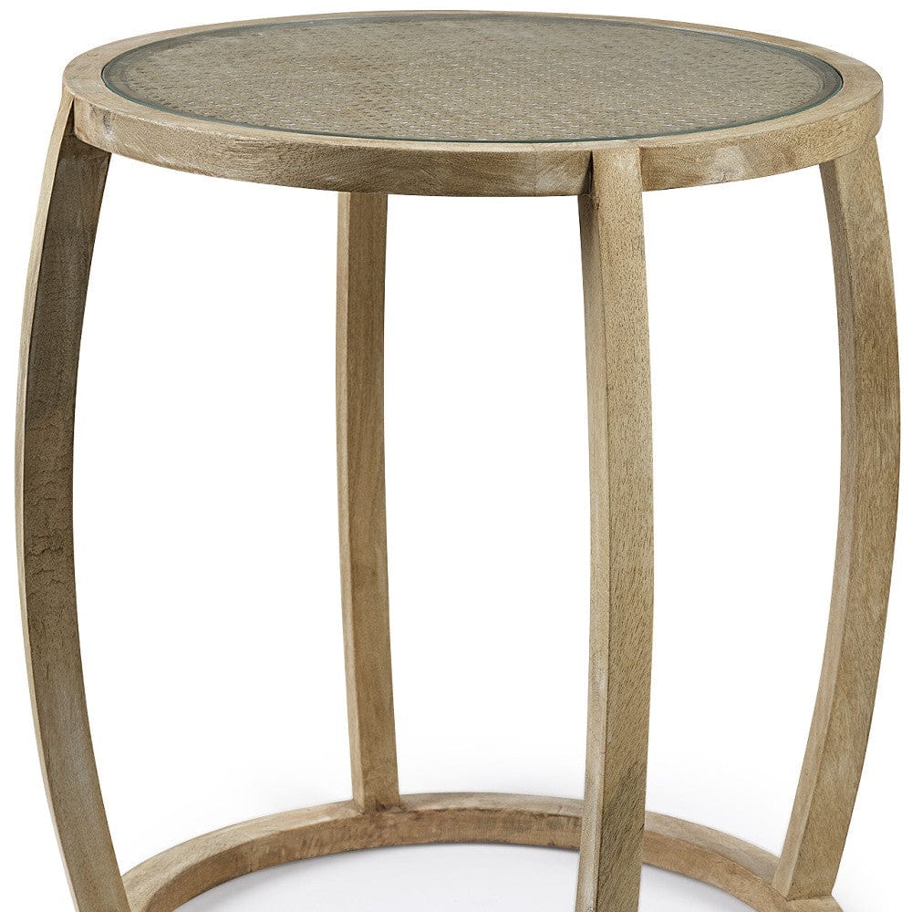 26" Brown And Clear Glass Round End Table - Homeroots - Flyclothing LLC