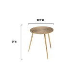 17" Gold Metal Round End Table - Homeroots - Flyclothing LLC