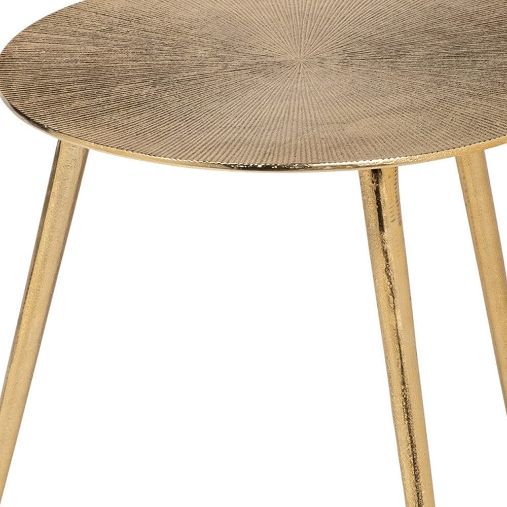 17" Gold Metal Round End Table - Homeroots - Flyclothing LLC