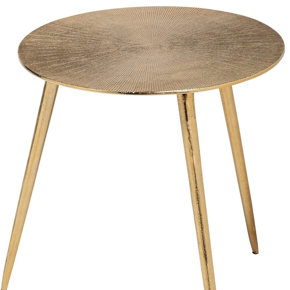 17" Gold Metal Round End Table - Homeroots - Flyclothing LLC