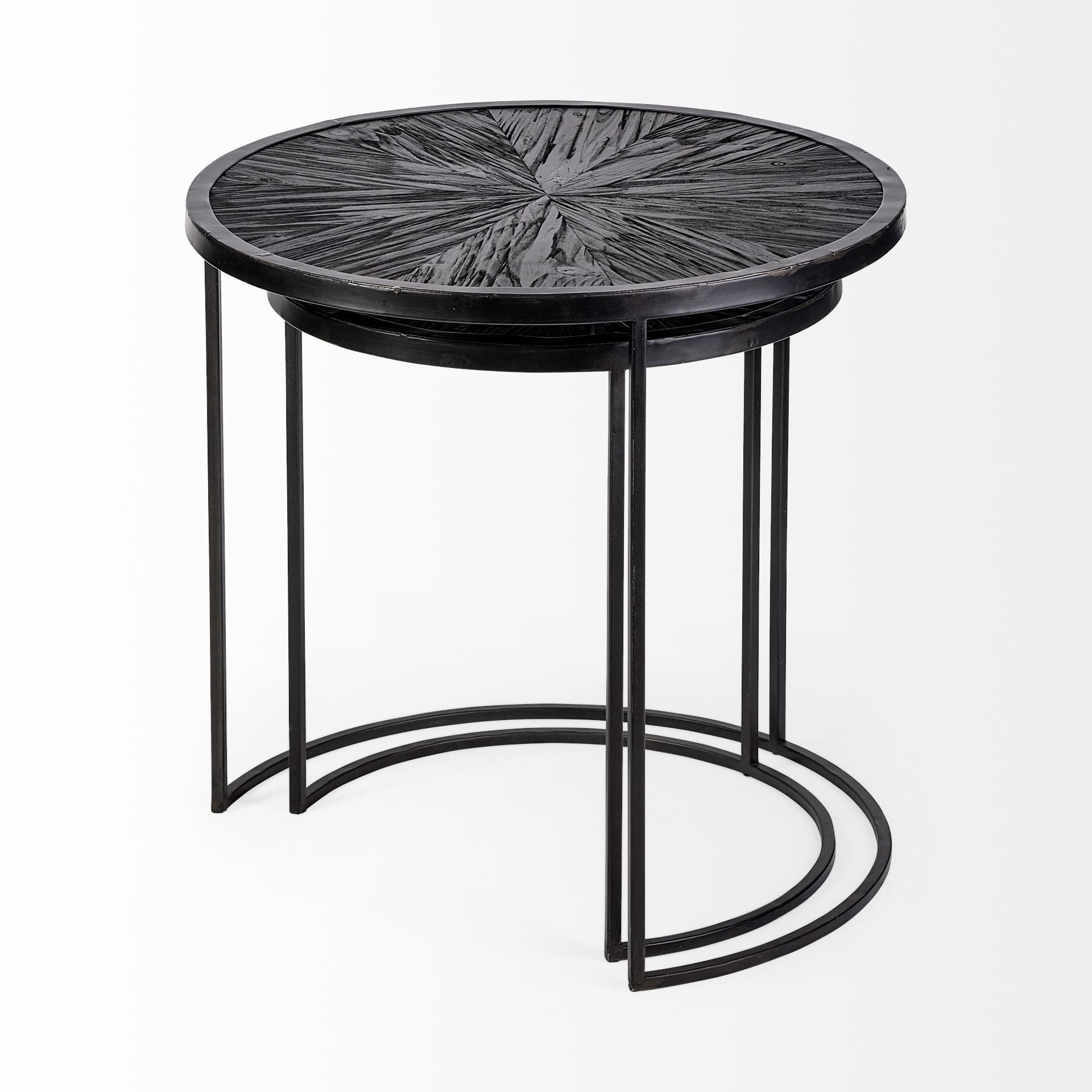 Set of Two 20" Black Round End Table - Homeroots - Flyclothing LLC