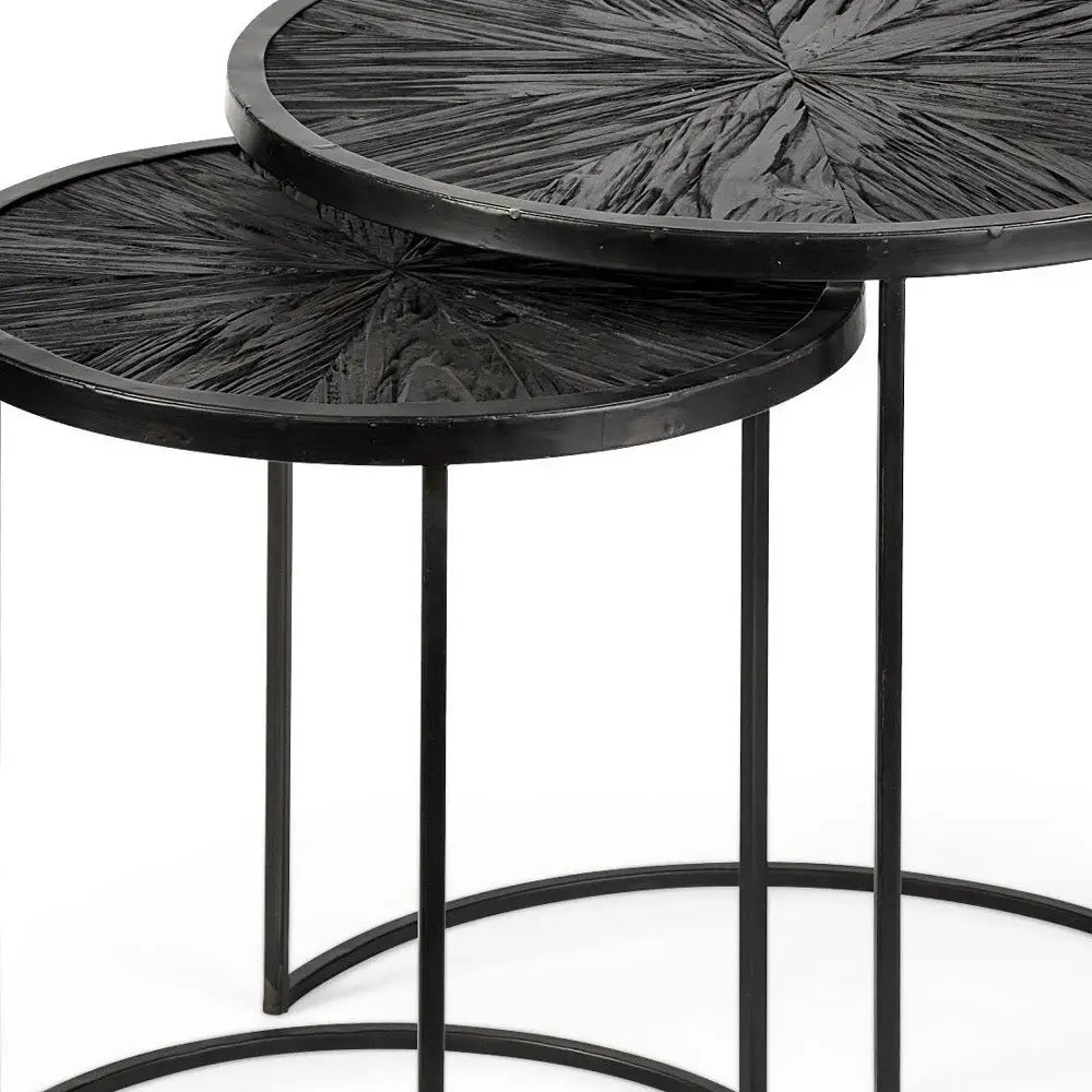 Set of Two 20" Black Round End Table - Homeroots - Flyclothing LLC
