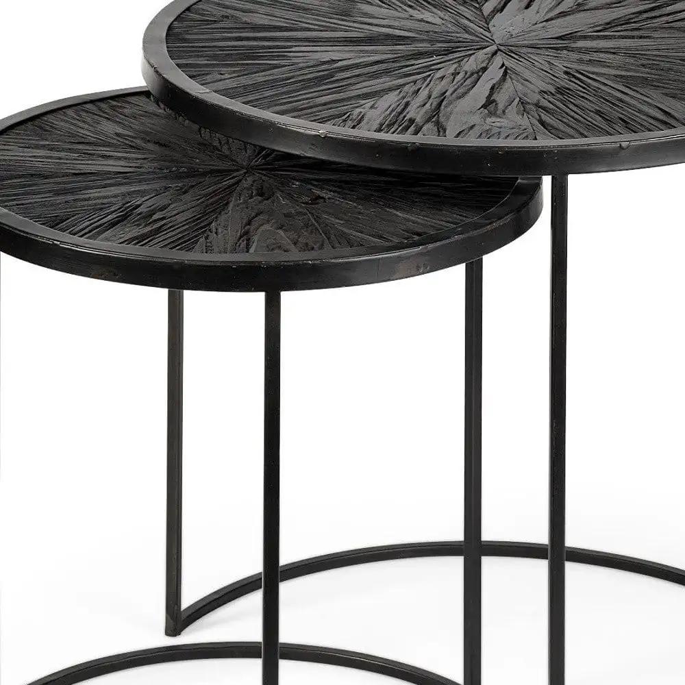 Set of Two 20" Black Round End Table - Homeroots