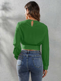 Round Neck Long Sleeve Blouse - Trendsi - Flyclothing LLC