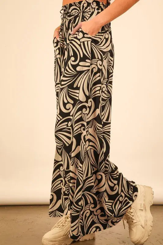 VERY J Printed Wide Leg Pants - Trendsi - Flyclothing LLC