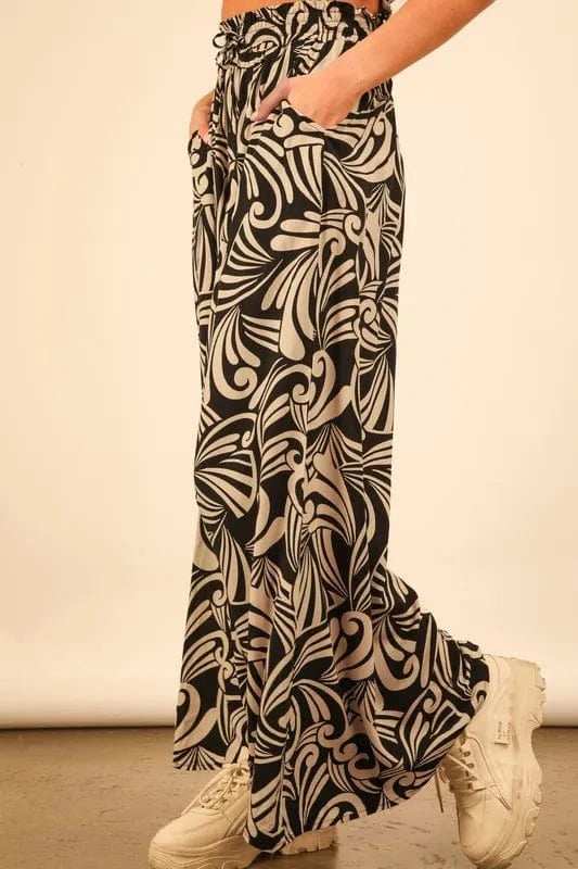 VERY J Printed Wide Leg Pants - Trendsi - Flyclothing LLC