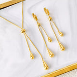 Teardrop Pendant Necklace and Earrings Jewelry Set - Trendsi - Flyclothing LLC