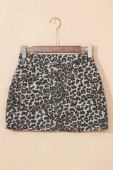 Leopard Denim Mini Skirt - Trendsi - Flyclothing LLC