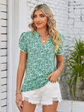 Double Take Floral Notched Neck Blouse - Trendsi